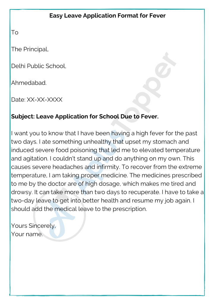 Leave Application For Fever How To Write Leave Application For Fever