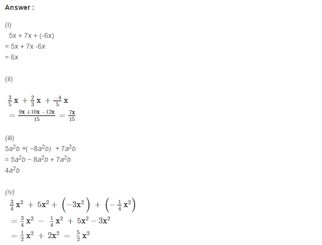 Algebraic Expressions RS Aggarwal Class 7 Maths Exercise 6A 1.1