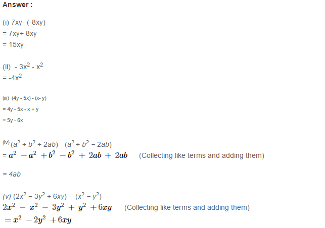 Algebraic Expressions RS Aggarwal Class 7 Maths Exercise 6A 2.1