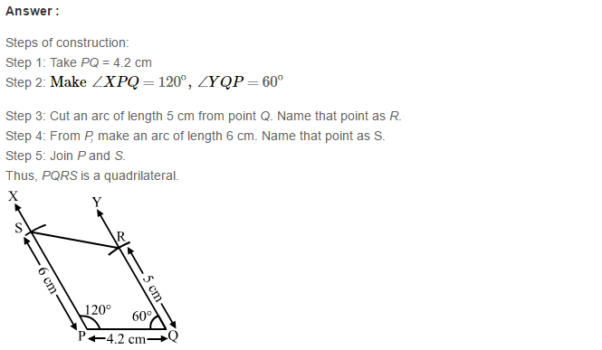 Construction of Quadrilaterals RS Aggarwal Class 8 Maths Solutions CCE Test Paper 18.1