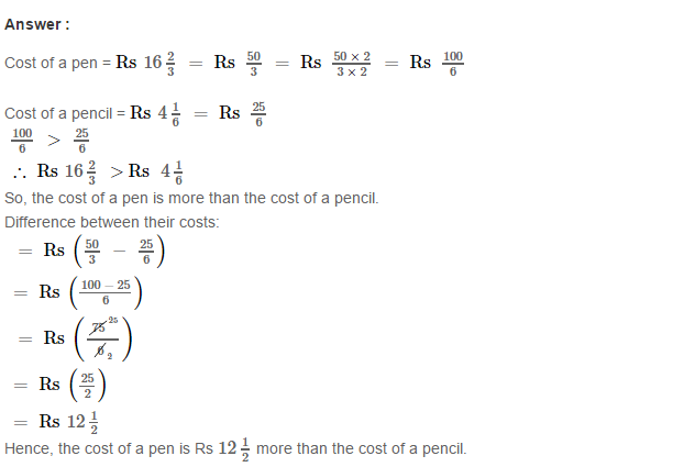 Fraction RS Aggarwal Class 6 Maths Solutions CCE Test Paper 6.1