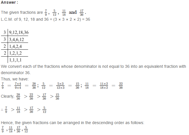 Fraction RS Aggarwal Class 6 Maths Solutions Exercise 5D 23.1