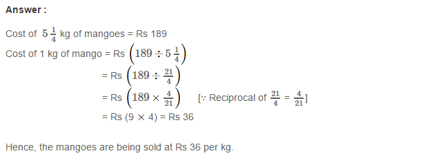 Fractions RS Aggarwal Class 7 Math Solutions CCE Test Paper 6.1