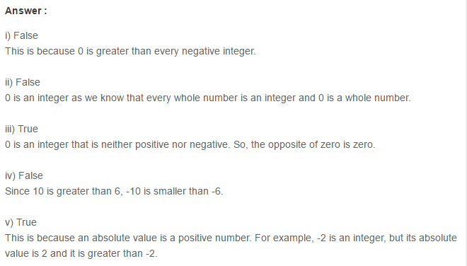 Integers RS Aggarwal Class 6 Maths Solutions Exercise 4A 11.1