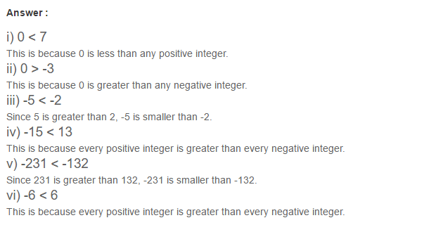 Integers RS Aggarwal Class 6 Maths Solutions Exercise 4A 7.1
