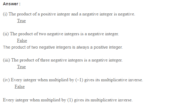 Integers RS Aggarwal Class 6 Maths Solutions Exercise 4D 6.1