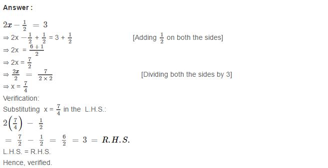 Linear Equation In One Variable RS Aggarwal Class 6 Maths Solutions Ex 9B 10.1