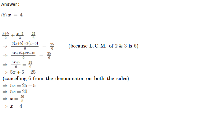 Linear Equations RS Aggarwal Class 8 Maths CCE Test Paper 15.1