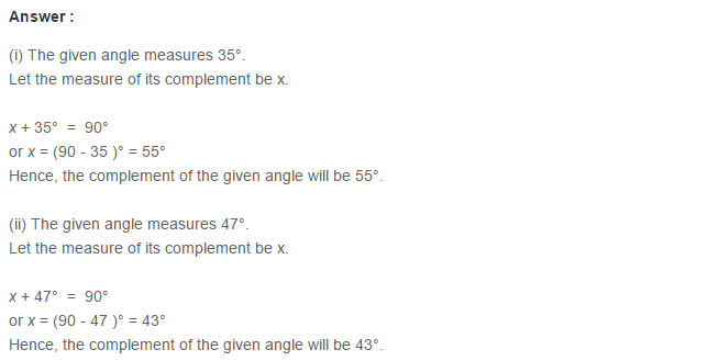 Lines and Angles RS Aggarwal Class 7 Maths Solutions 1.1