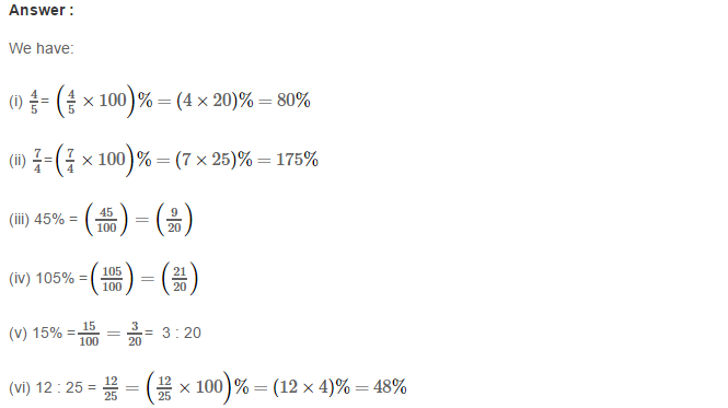 Percentage RS Aggarwal Class 7 Maths Solutions Exercise CCE Test Paper 1.1