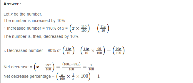 Percentage RS Aggarwal Class 7 Maths Solutions Exercise CCE Test Paper 5.1