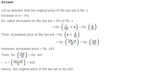 Percentage RS Aggarwal Class 7 Maths Solutions Exercise CCE Test Paper 8.1