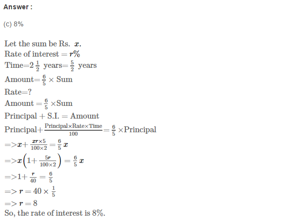 Simple Interest RS Aggarwal Class 7 Maths Solutions Exercise 12B 3.1