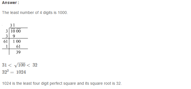 Squares and Square Roots RS Aggarwal Class 8 Maths Solutions CCE Test Paper 3.1