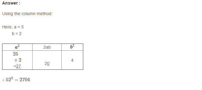 Squares and Square Roots RS Aggarwal Class 8 Maths Solutions Exercise 3C 3.1