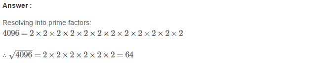 Squares and Square Roots RS Aggarwal Class 8 Maths Solutions Exercise 3D 6.1