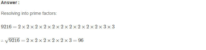 Squares and Square Roots RS Aggarwal Class 8 Maths Solutions Exercise 3D 9.1