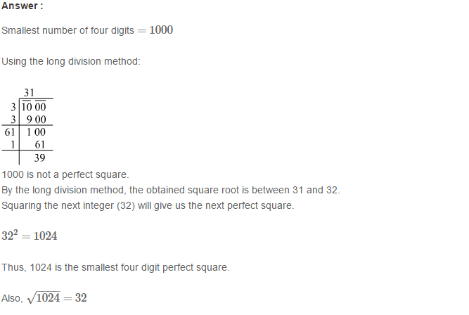 Squares and Square Roots RS Aggarwal Class 8 Maths Solutions Exercise 3E 17.1