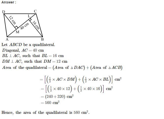Area of Trapezium and Polygon RS Aggarwal Class 8 Maths Solutions CCE Test Paper 5.1