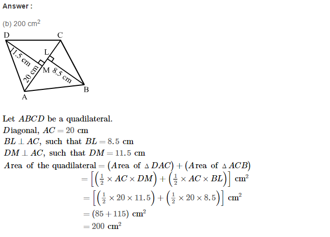 Area of Trapezium and Polygon RS Aggarwal Class 8 Maths Solutions CCE Test Paper 9.1