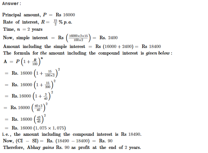 Compound Interest RS Aggarwal Class 8 Maths Solutions CCE Test Paper 14.1