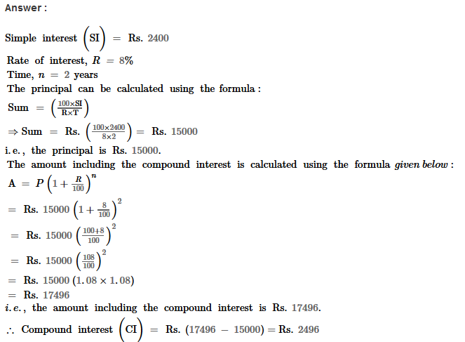 Compound Interest RS Aggarwal Class 8 Maths Solutions CCE Test Paper 15.1