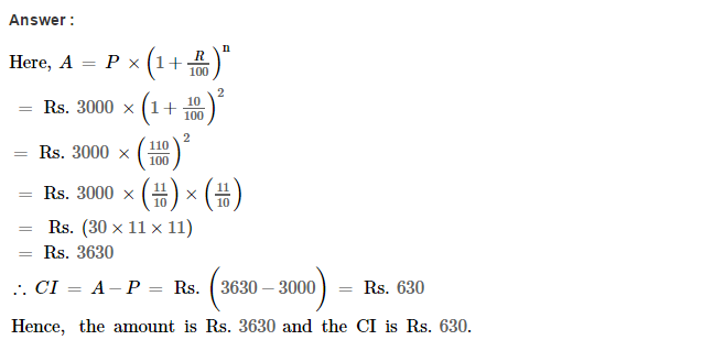 Compound Interest RS Aggarwal Class 8 Maths Solutions CCE Test Paper Q1.1