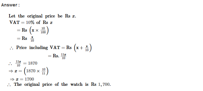 Profit and Loss RS Aggarwal Class 8 Maths Solutions CCE Test Paper 6.1