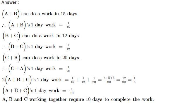 Time and Work RS Aggarwal Class 8 Maths Solutions CCE Test Paper 2.1
