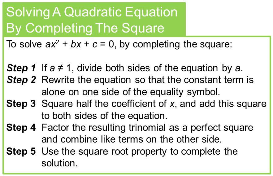 Solving A Quadratic Equation By Completing The Square 1