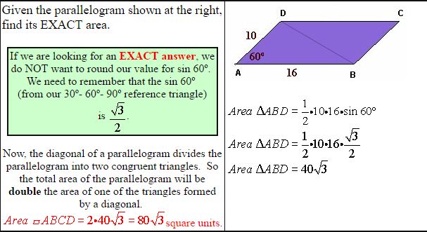 Area of Triangle and Parallelogram Using Trigonometry 3