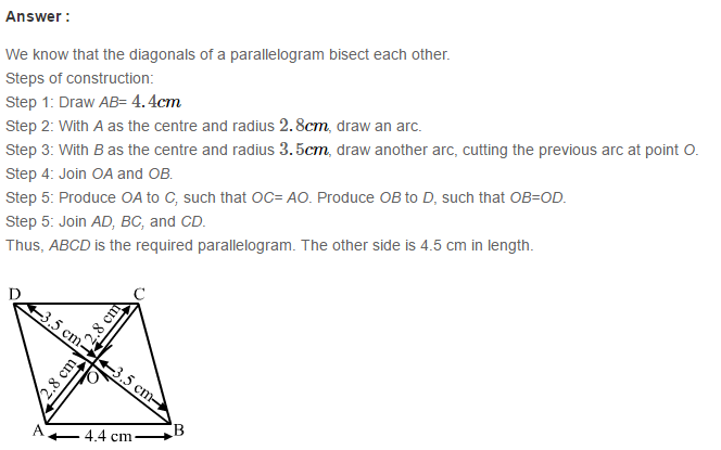 Construction of Quadrilaterals RS Aggarwal Class 8 Maths Solutions Ex 17B 7.1