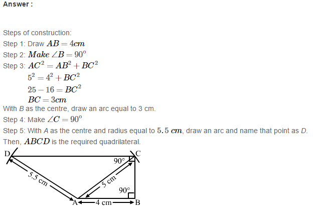 Construction of Quadrilaterals RS Aggarwal Class 8 Maths Solutions Exercise 17A 14.1