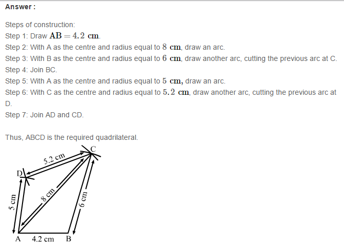 Construction of Quadrilaterals RS Aggarwal Class 8 Maths Solutions Exercise 17A 2.1