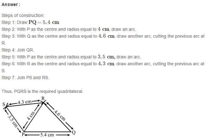 Construction of Quadrilaterals RS Aggarwal Class 8 Maths Solutions Exercise 17A 3.1