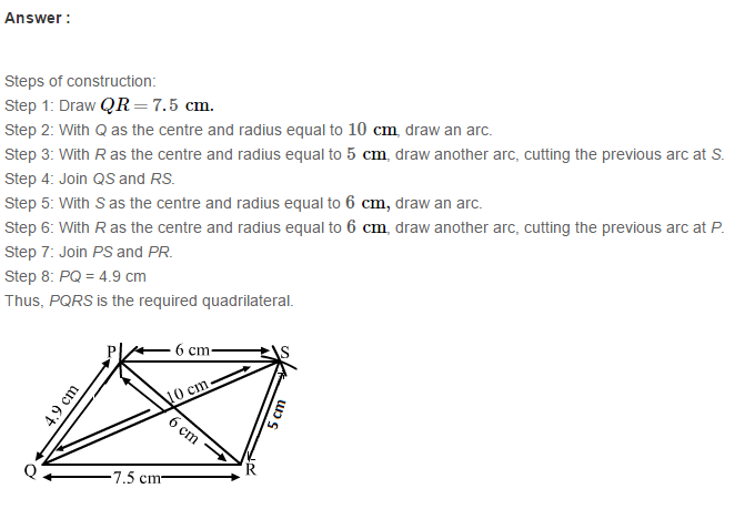 Construction of Quadrilaterals RS Aggarwal Class 8 Maths Solutions Exercise 17A 6.1