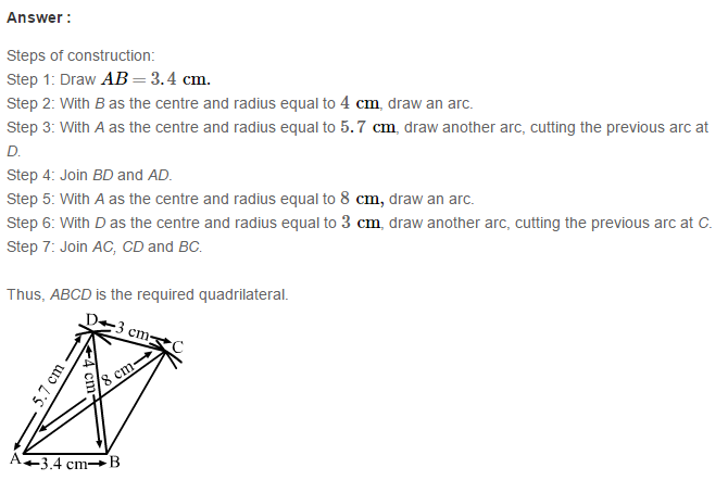 Construction of Quadrilaterals RS Aggarwal Class 8 Maths Solutions Exercise 17A 7.1