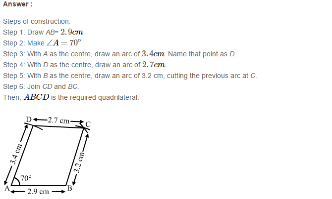 Construction of Quadrilaterals RS Aggarwal Class 8 Maths Solutions Exercise 17A 9.1