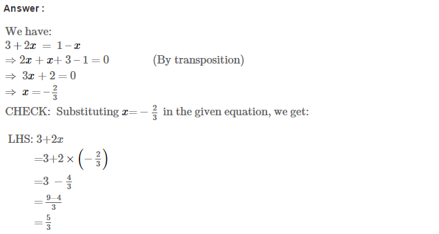 Linear Equations in One Variable RS Aggarwal Class 7 Solutions 10.1