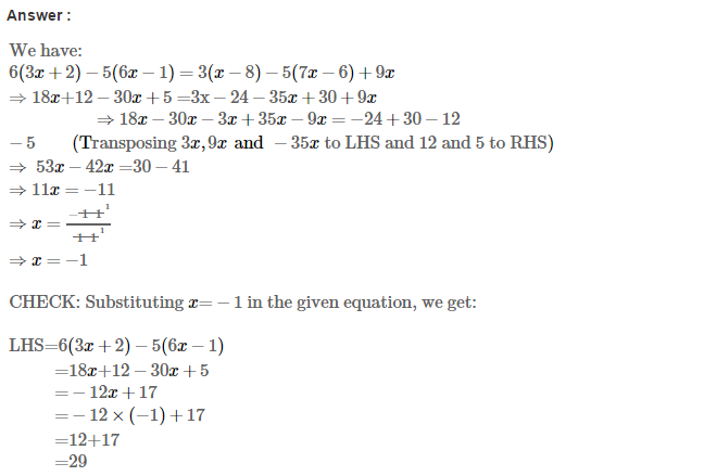 Linear Equations in One Variable RS Aggarwal Class 7 Solutions 19.1
