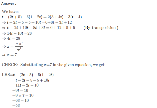 Linear Equations in One Variable RS Aggarwal Class 7 Solutions 20.1