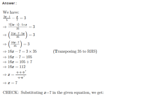 Linear Equations in One Variable RS Aggarwal Class 7 Solutions 23.1