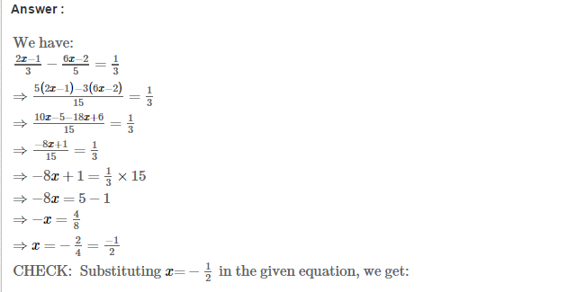 Linear Equations in One Variable RS Aggarwal Class 7 Solutions 27.1
