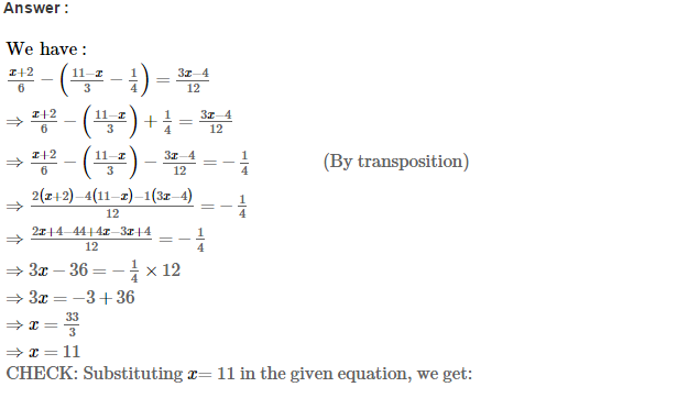 Linear Equations in One Variable RS Aggarwal Class 7 Solutions 32.1