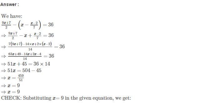 Linear Equations in One Variable RS Aggarwal Class 7 Solutions 33.1