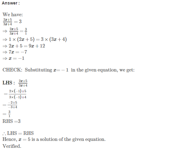 Linear Equations in One Variable RS Aggarwal Class 7 Solutions 39.1