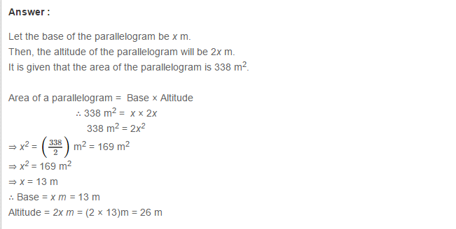 Mensuration RS Aggarwal Class 7 Maths Solutions CCE Test Paper 8.1