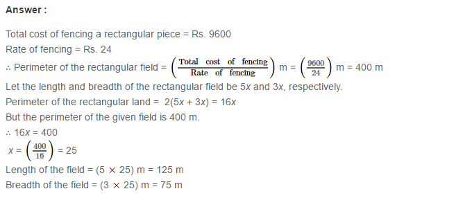 Mensuration RS Aggarwal Class 7 Maths Solutions Exercise 20A 9.1