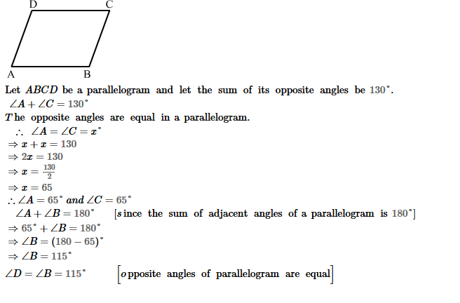 Parallelograms RS Aggarwal Class 8 Maths Solutions Exercise 16A 6.1