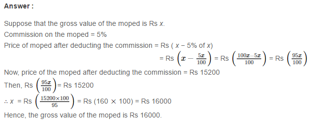 Percentage RS Aggarwal Class 7 Maths Solutions Exercise 10B 15.1